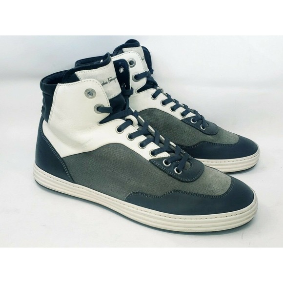SALVATORE FERRAGAMO Sneakers Mens Sz EE Gray Palestro Suede High